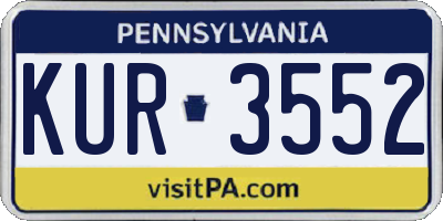 PA license plate KUR3552