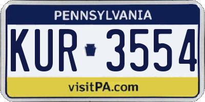 PA license plate KUR3554