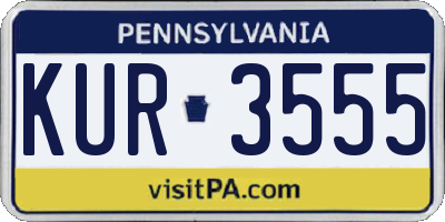 PA license plate KUR3555