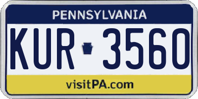 PA license plate KUR3560