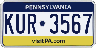 PA license plate KUR3567