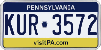 PA license plate KUR3572