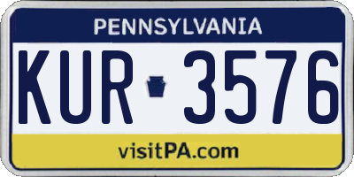 PA license plate KUR3576