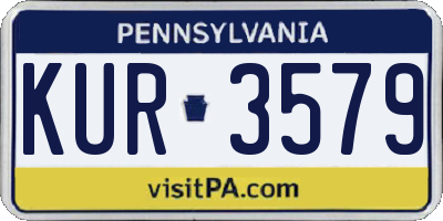 PA license plate KUR3579