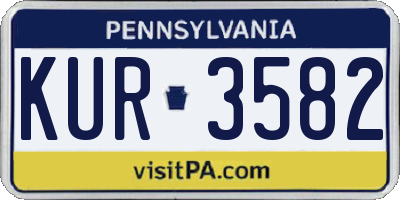 PA license plate KUR3582