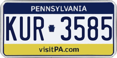 PA license plate KUR3585