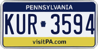 PA license plate KUR3594