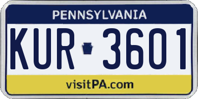 PA license plate KUR3601