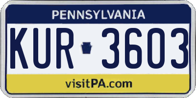 PA license plate KUR3603
