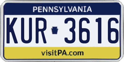 PA license plate KUR3616