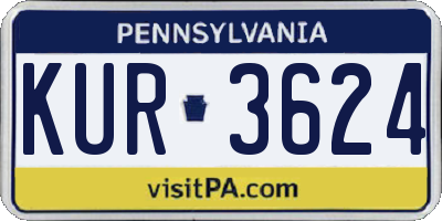PA license plate KUR3624