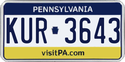 PA license plate KUR3643