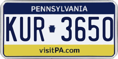 PA license plate KUR3650