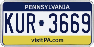PA license plate KUR3669