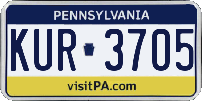 PA license plate KUR3705
