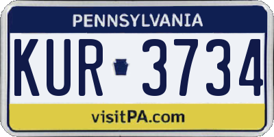 PA license plate KUR3734