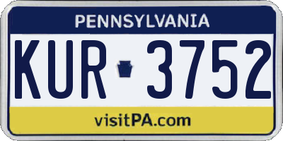PA license plate KUR3752