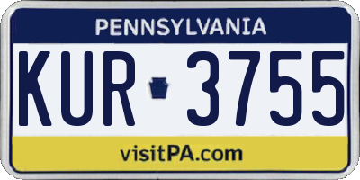 PA license plate KUR3755