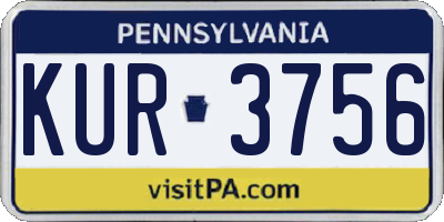 PA license plate KUR3756
