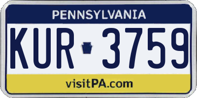 PA license plate KUR3759