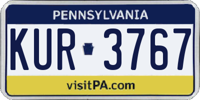 PA license plate KUR3767