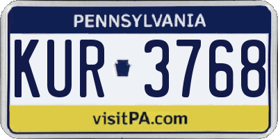 PA license plate KUR3768