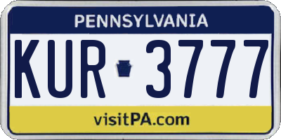 PA license plate KUR3777