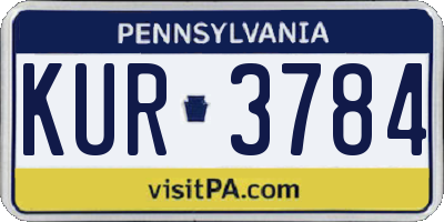 PA license plate KUR3784