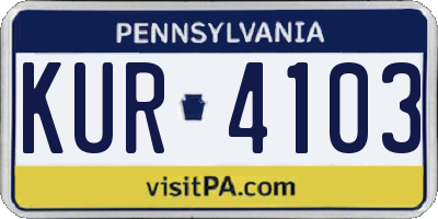 PA license plate KUR4103