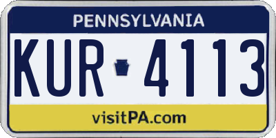 PA license plate KUR4113