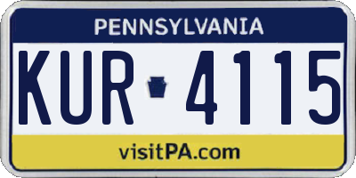 PA license plate KUR4115