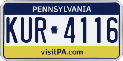 PA license plate KUR4116