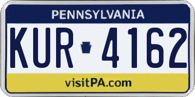 PA license plate KUR4162