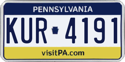 PA license plate KUR4191
