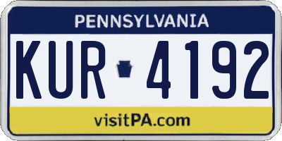 PA license plate KUR4192