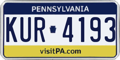PA license plate KUR4193