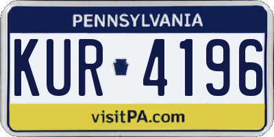 PA license plate KUR4196