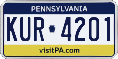 PA license plate KUR4201