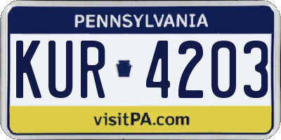 PA license plate KUR4203