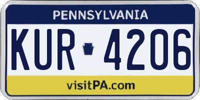 PA license plate KUR4206