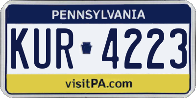 PA license plate KUR4223