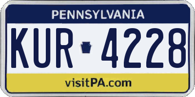 PA license plate KUR4228