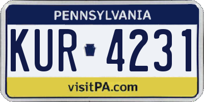 PA license plate KUR4231