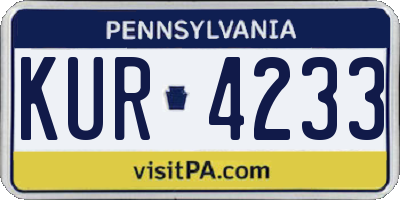 PA license plate KUR4233