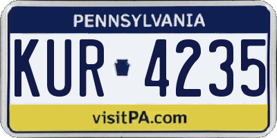 PA license plate KUR4235