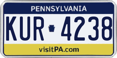 PA license plate KUR4238