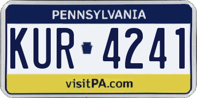 PA license plate KUR4241