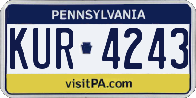 PA license plate KUR4243