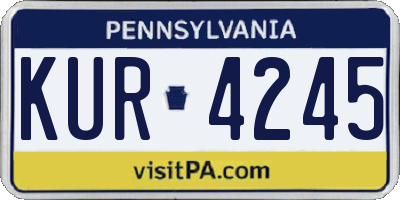 PA license plate KUR4245