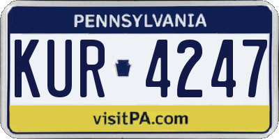 PA license plate KUR4247